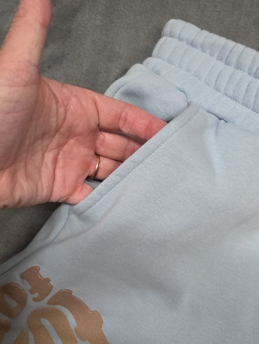 Fabletics Light Blue Joggers with Ombre Script Sz MED - Picture 3 of 7
